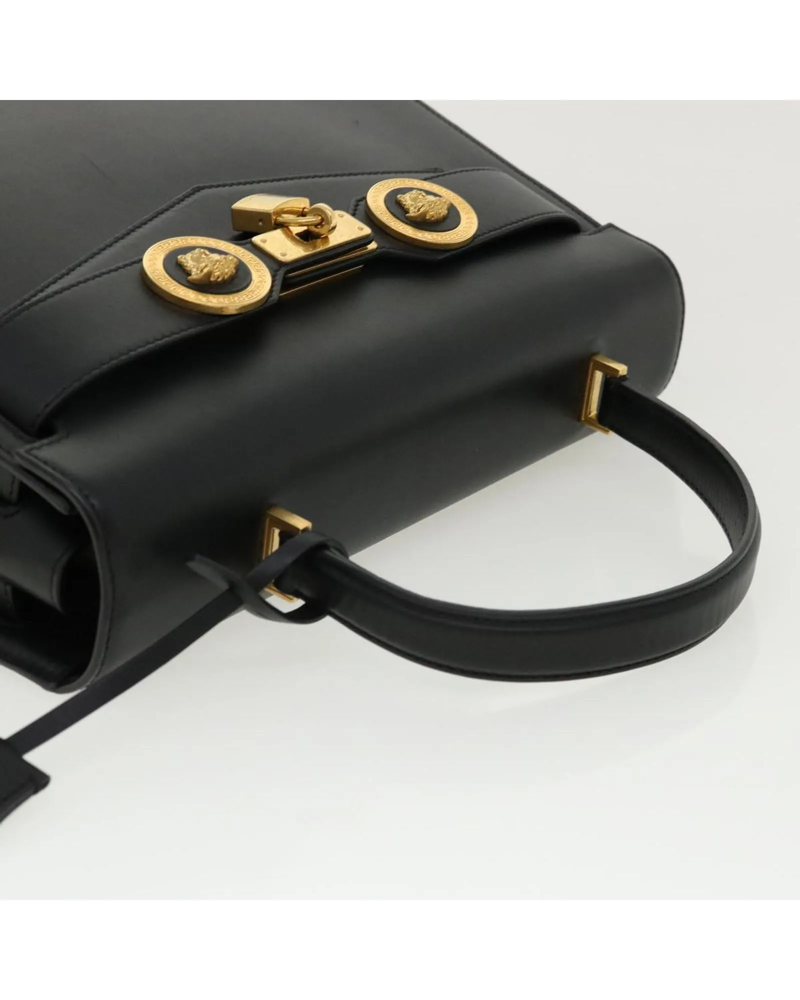 Black Leather 2way Hand Bag - VERSACE