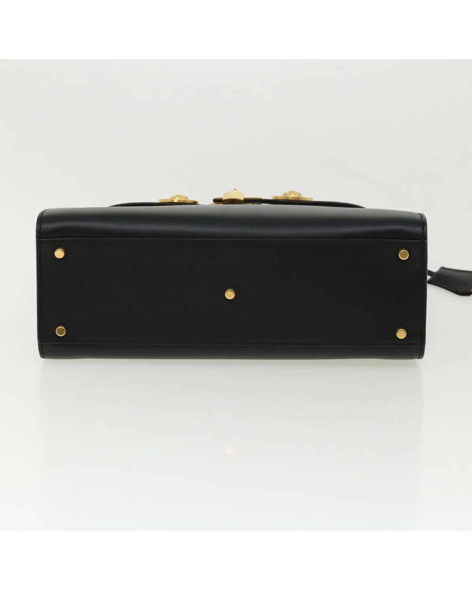 Black Leather 2way Hand Bag - VERSACE