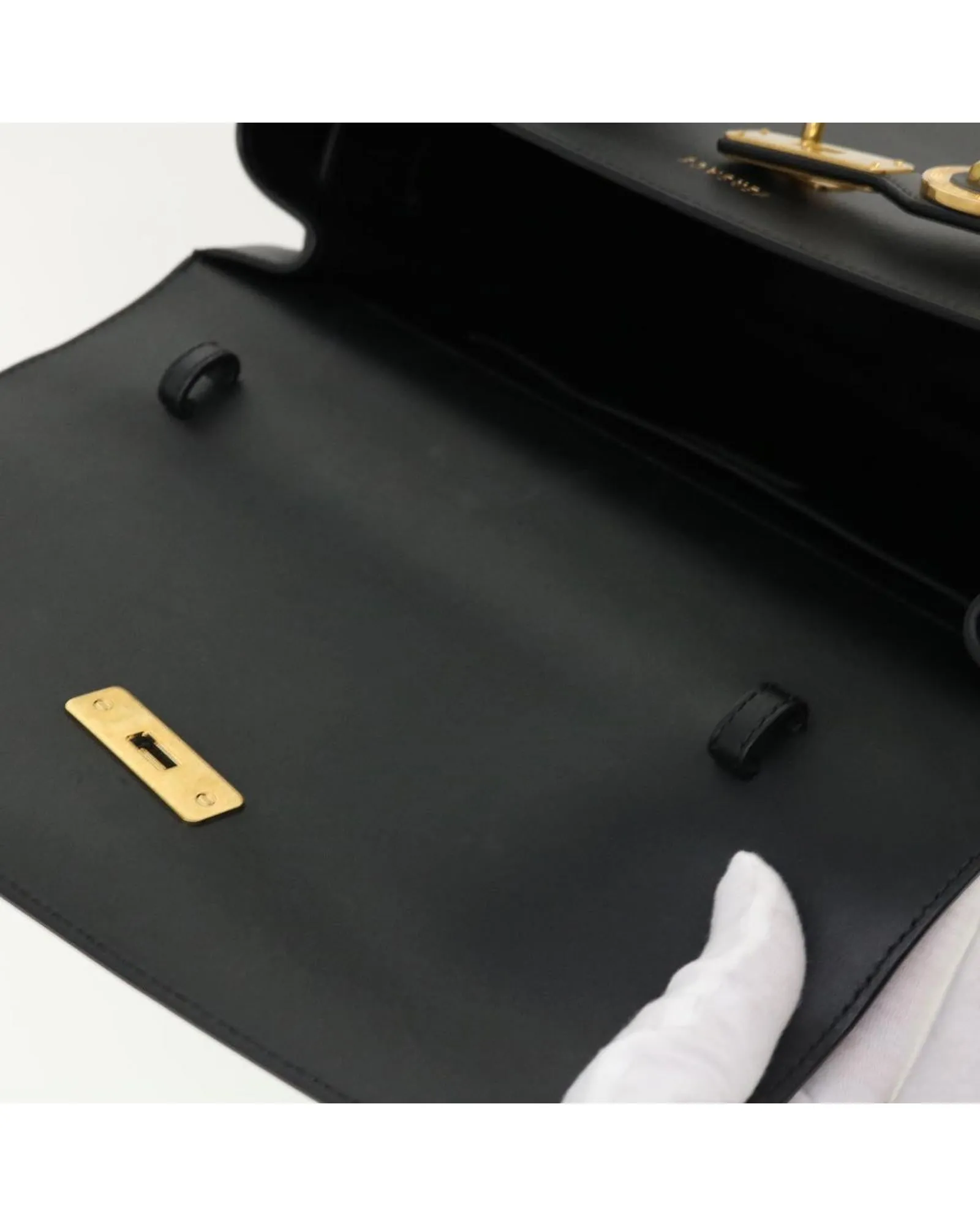 Black Leather 2way Hand Bag - VERSACE