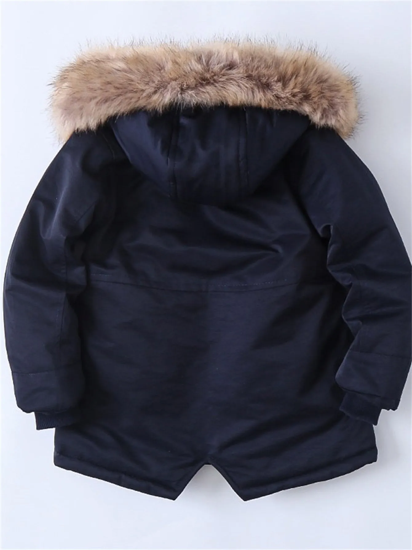 Boys Hooded Small Slit Plush Cotton Jacket