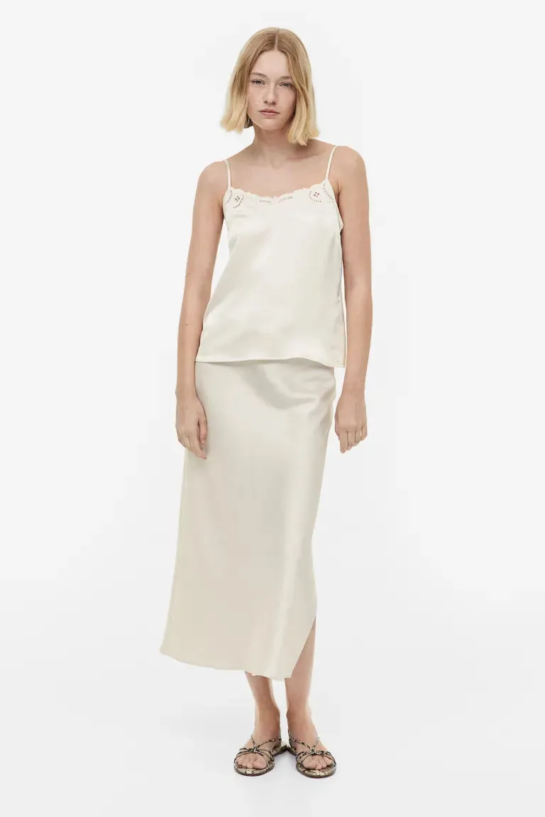 Cami top with lace trim H&M, cream