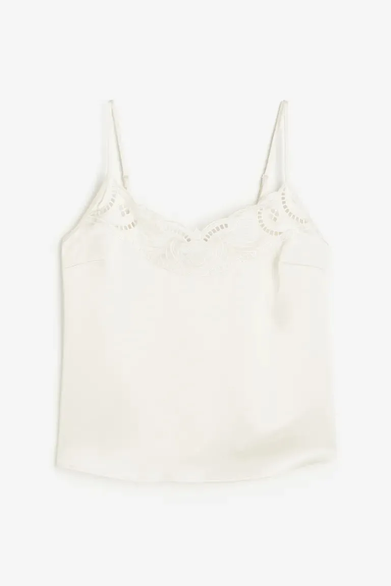 Cami top with lace trim H&M, cream