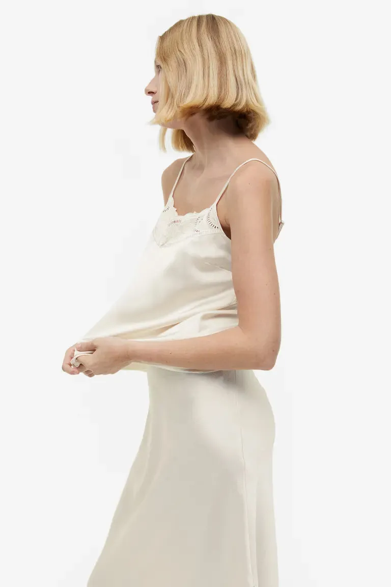 Cami top with lace trim H&M, cream