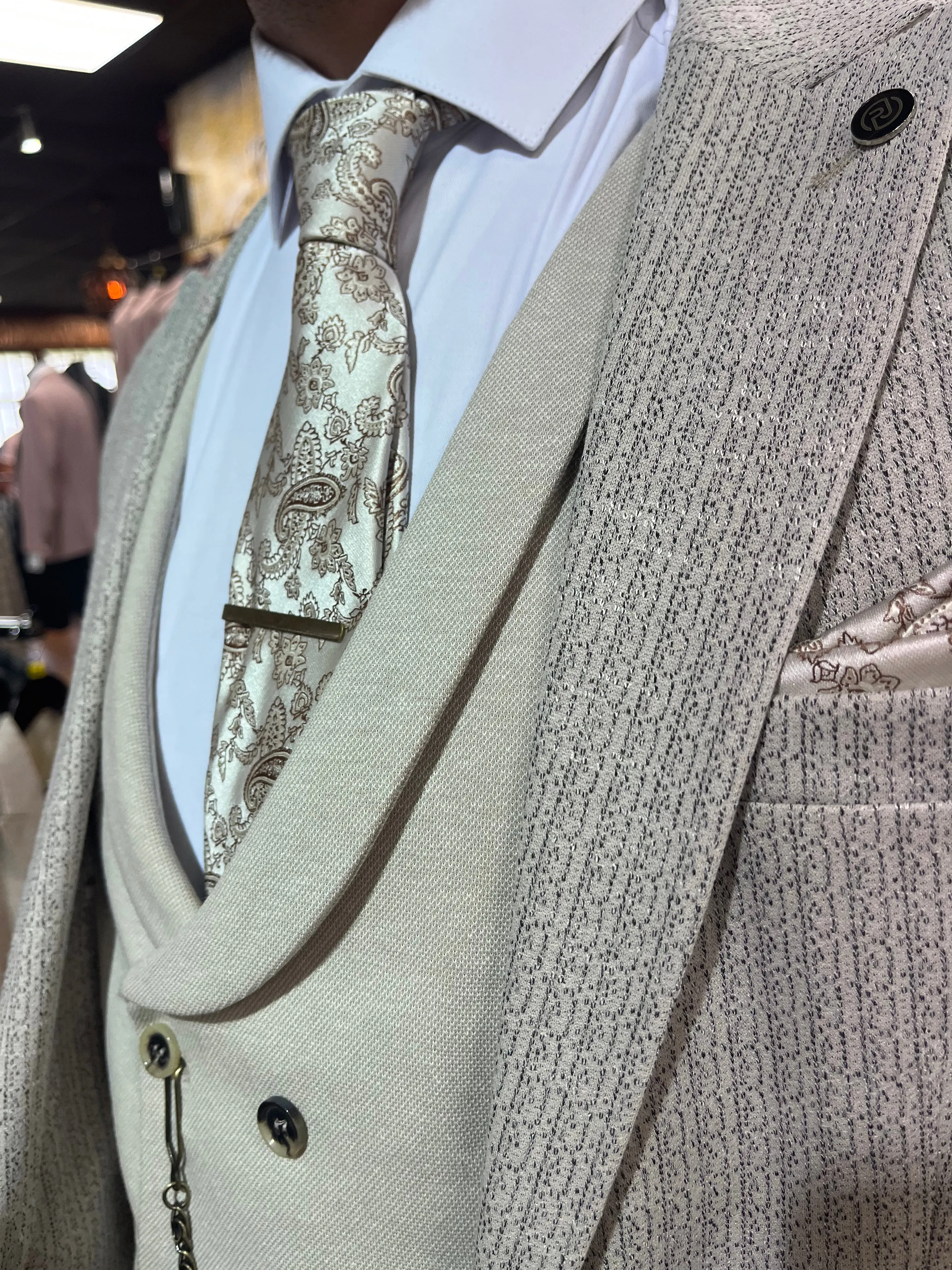 Caruso - Beige 3 Piece Suit