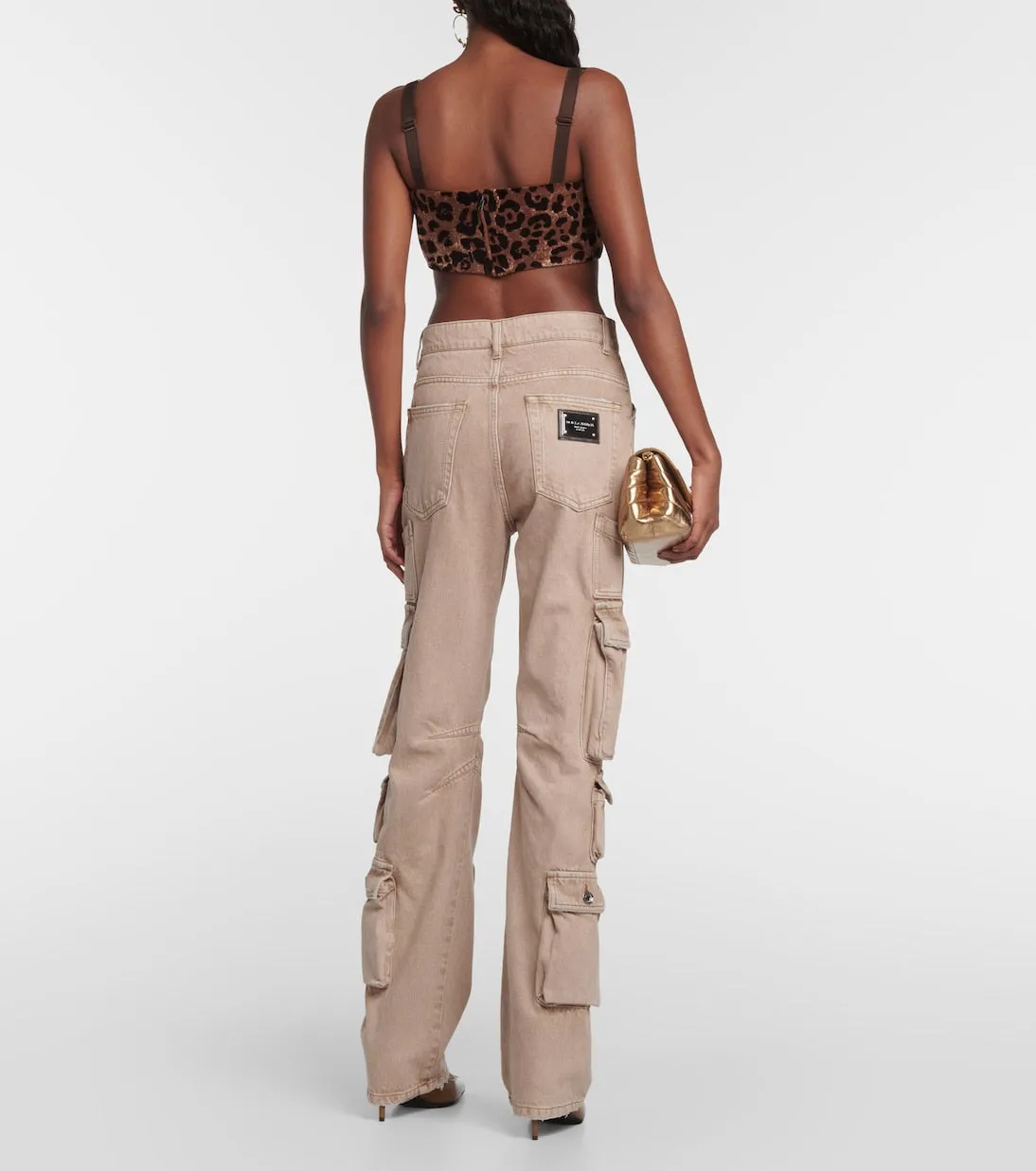 Dolce&Gabbana high-waisted cotton cargo pants, beige