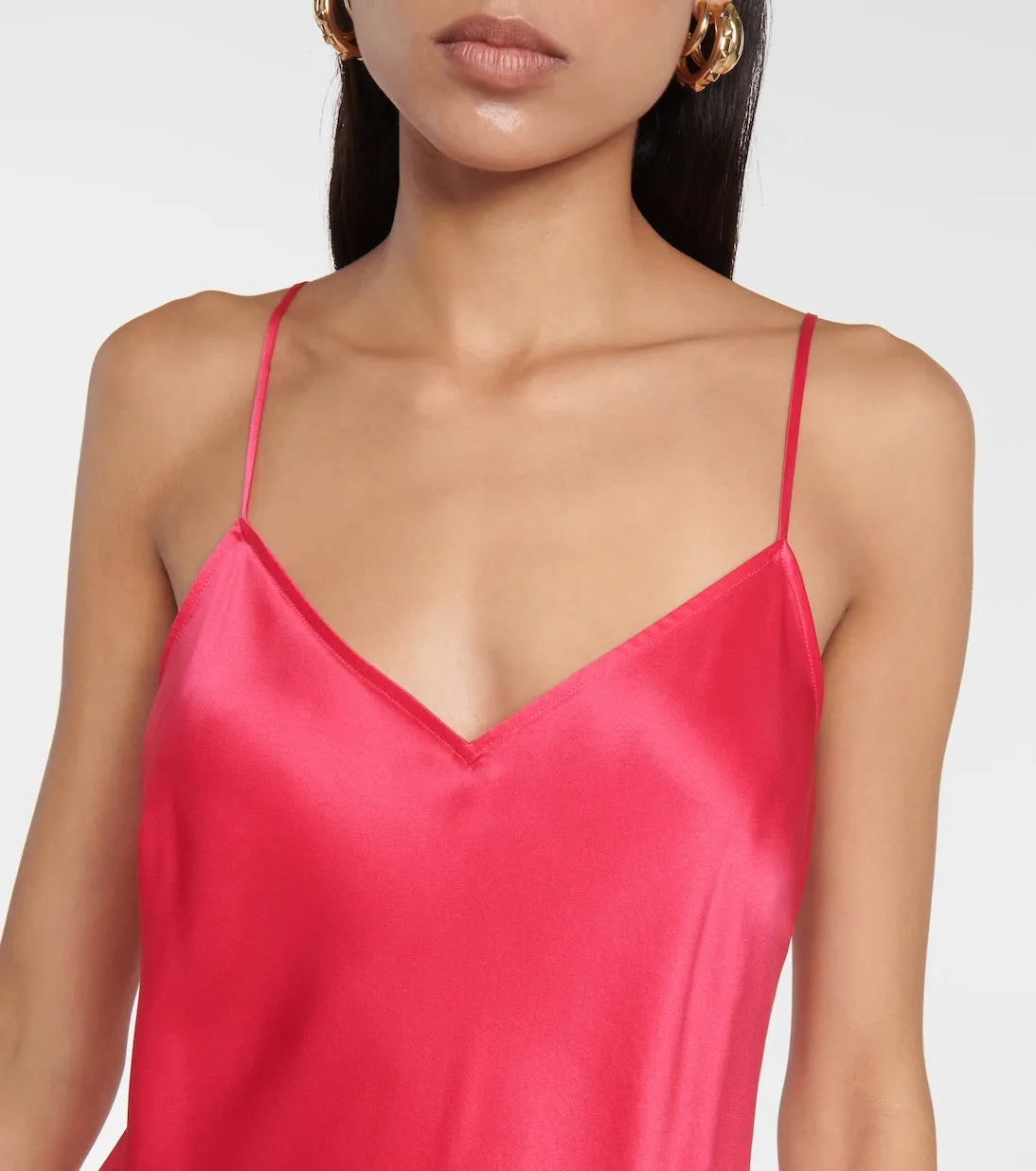 Eres silk satin slip dress, pink
