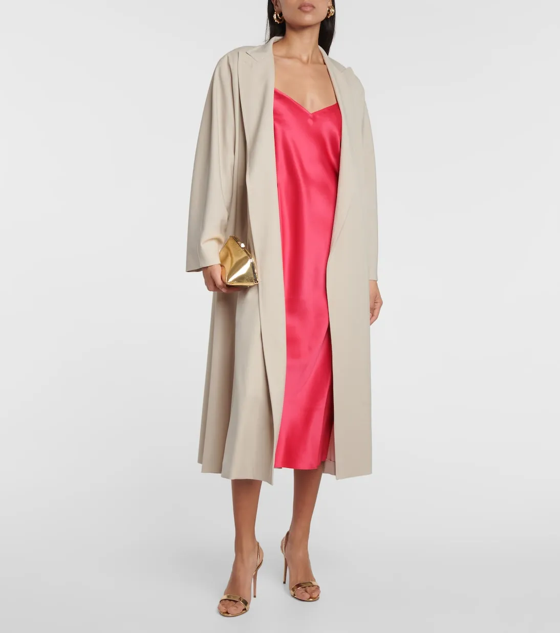 Eres silk satin slip dress, pink