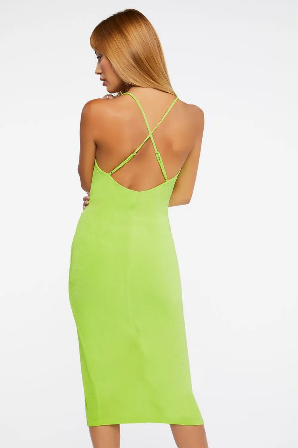 Forever 21 midi slip dress with straps, green