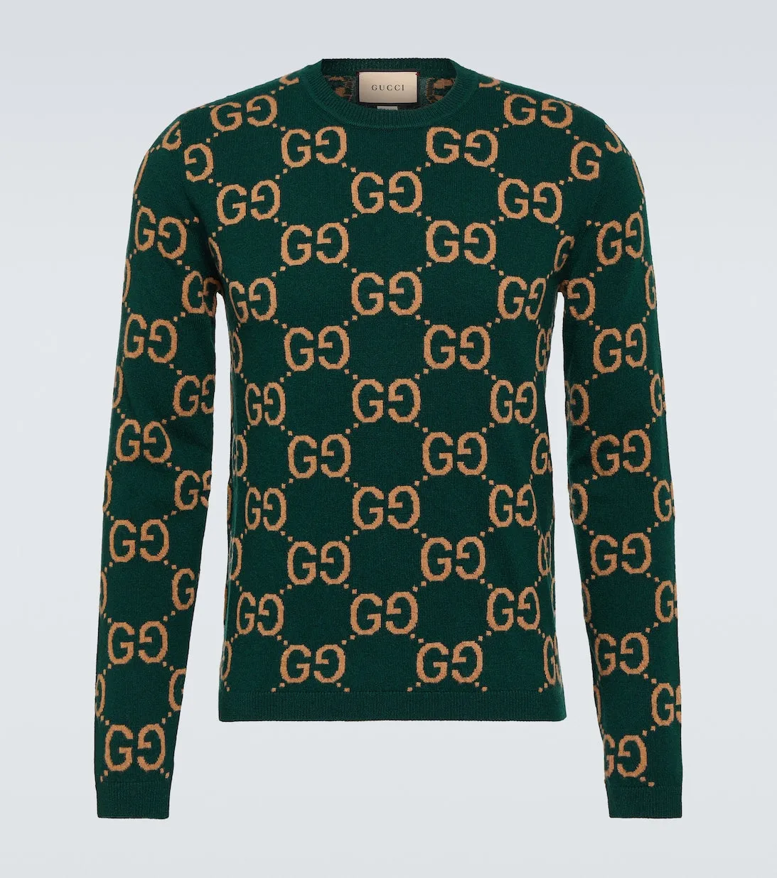 GG Gucci Jacquard Wool Sweater, Green