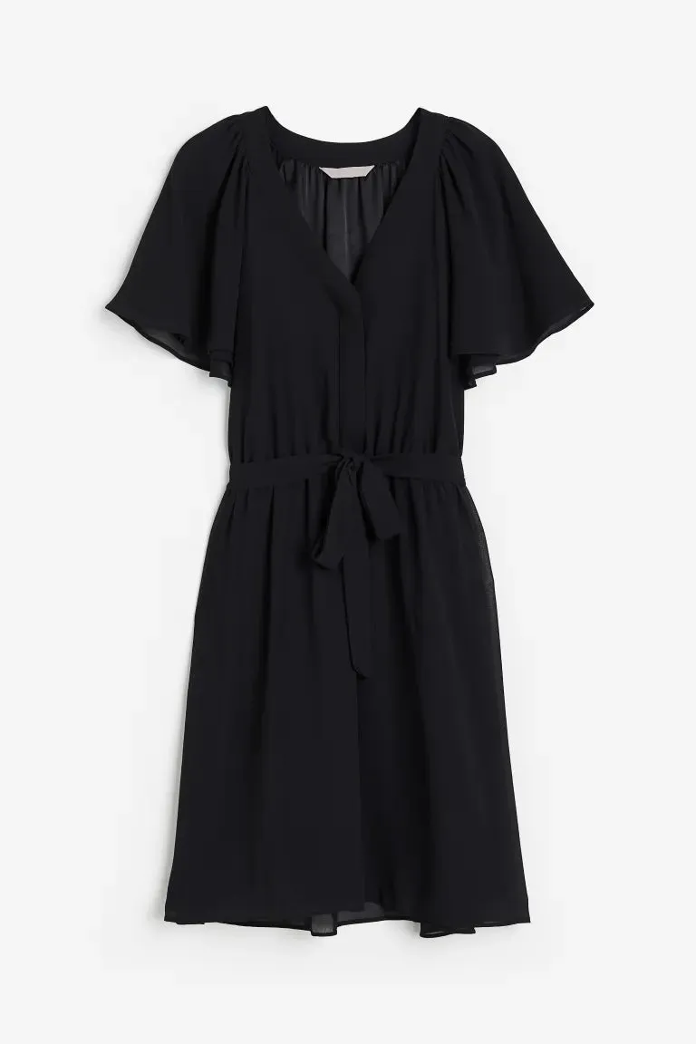 H&M Chiffon V-Neck Dress, Black