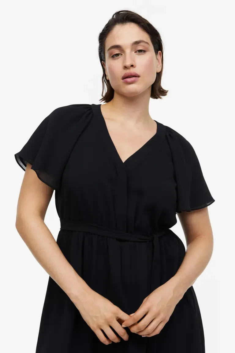 H&M Chiffon V-Neck Dress, Black