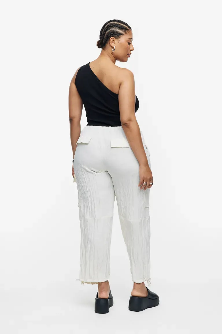 H&M drawstring cargo pants, cream
