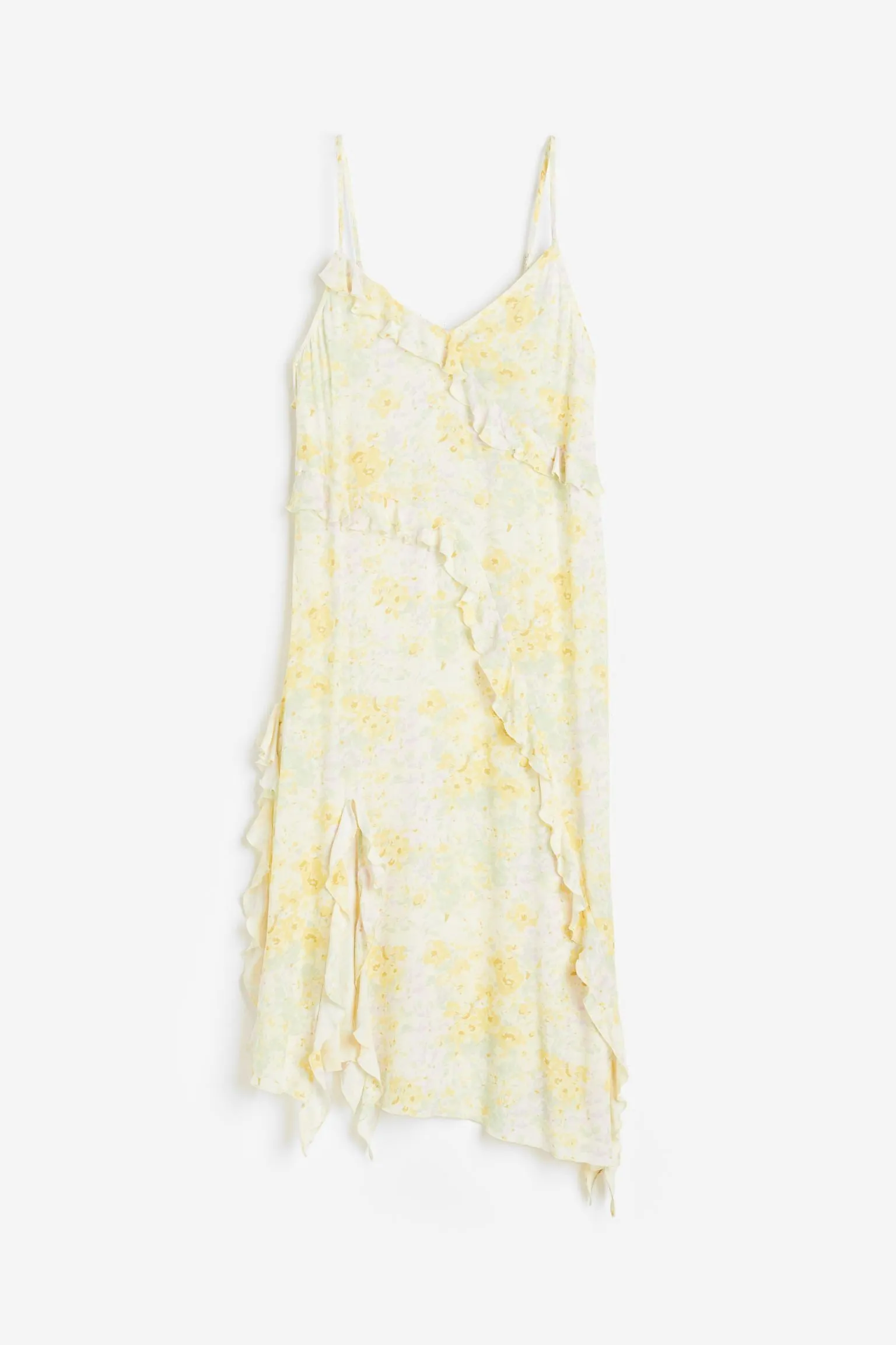 H&M Flounce-trimmed dress, light yellow