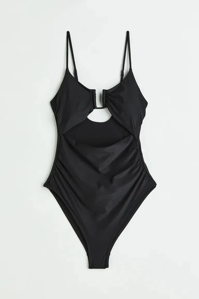 H&M high leg swimsuit, black