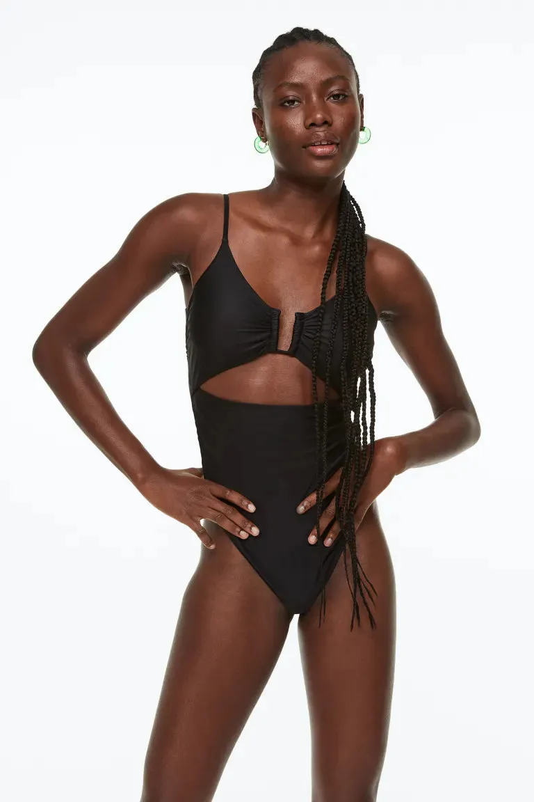 H&M high leg swimsuit, black