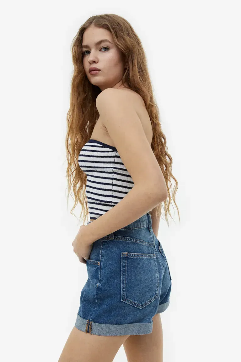 H&M High Waist Denim Shorts, Denim Blue