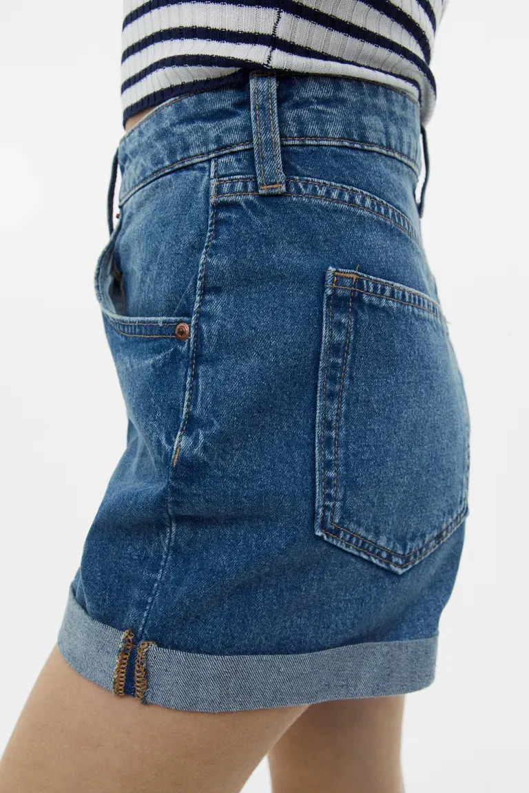 H&M High Waist Denim Shorts, Denim Blue