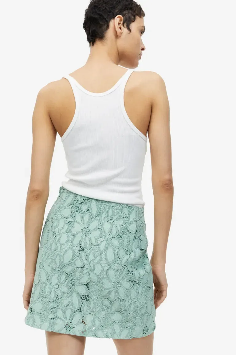 H&M lace miniskirt, mint green