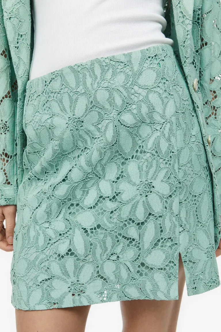 H&M lace miniskirt, mint green