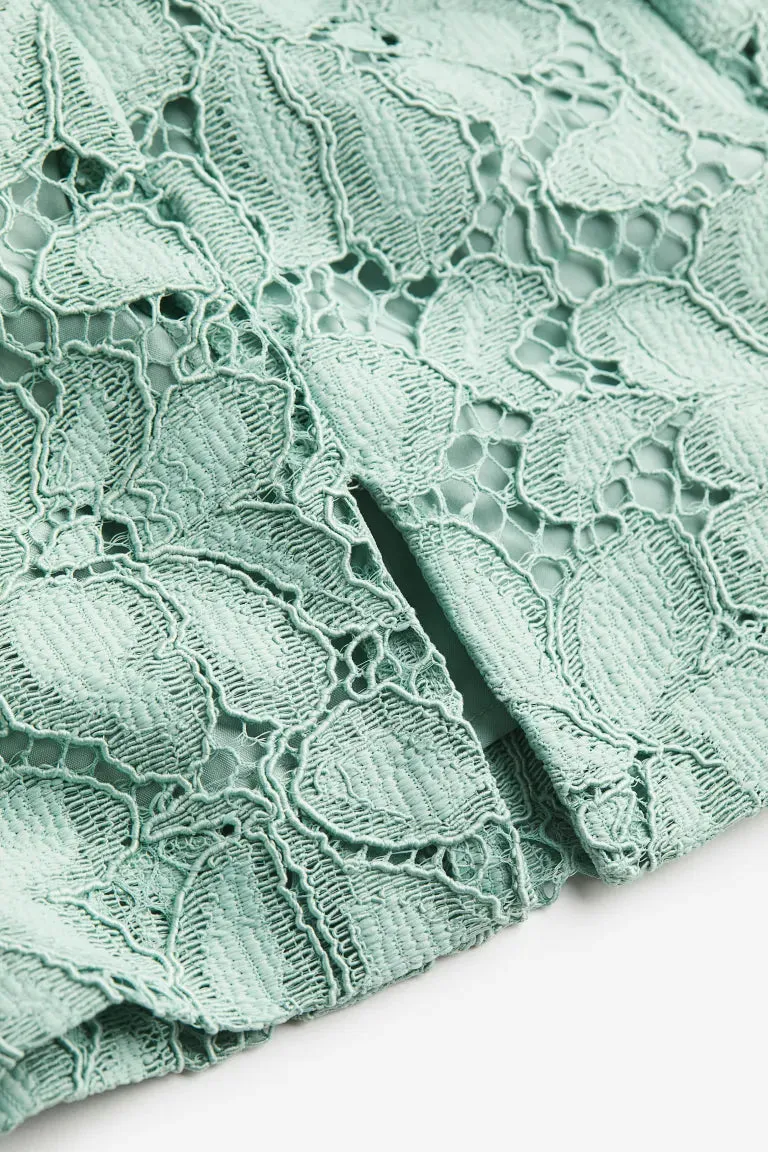 H&M lace miniskirt, mint green