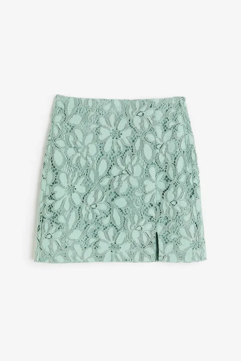 H&M lace miniskirt, mint green