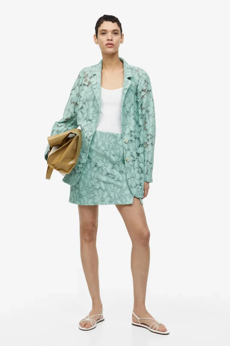 H&M lace miniskirt, mint green