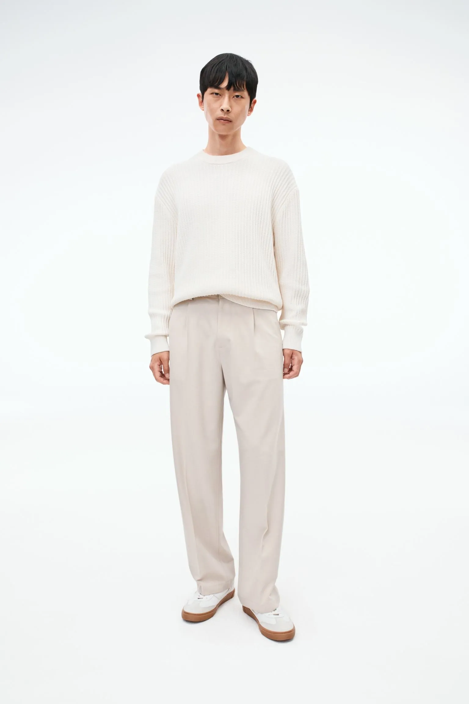 H&M Loose Fit Dress Pants, light beige