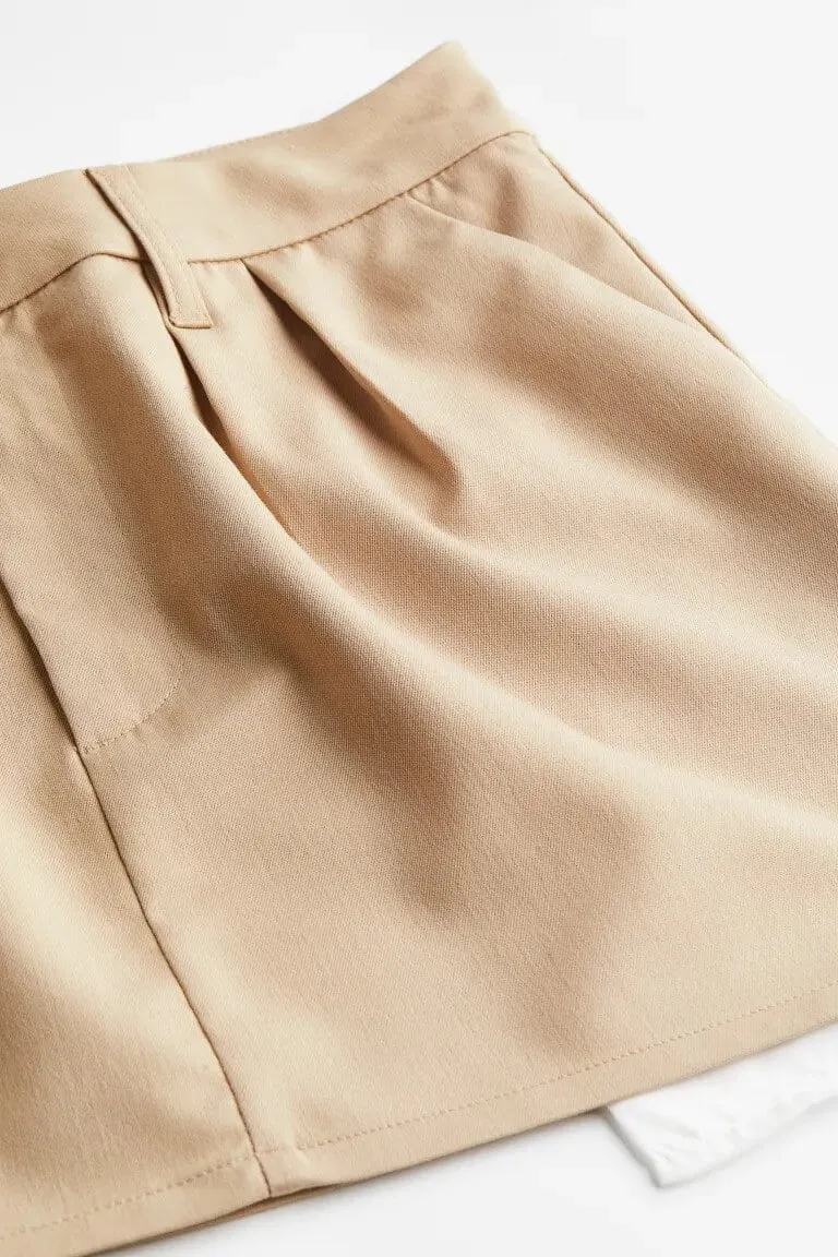 H&M Mini Twill Skirt, beige