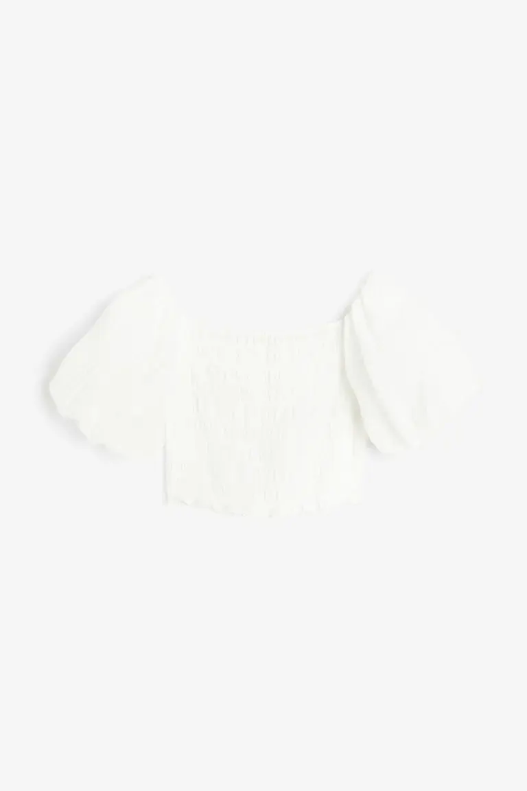 H&M off-shoulder gathered top, white