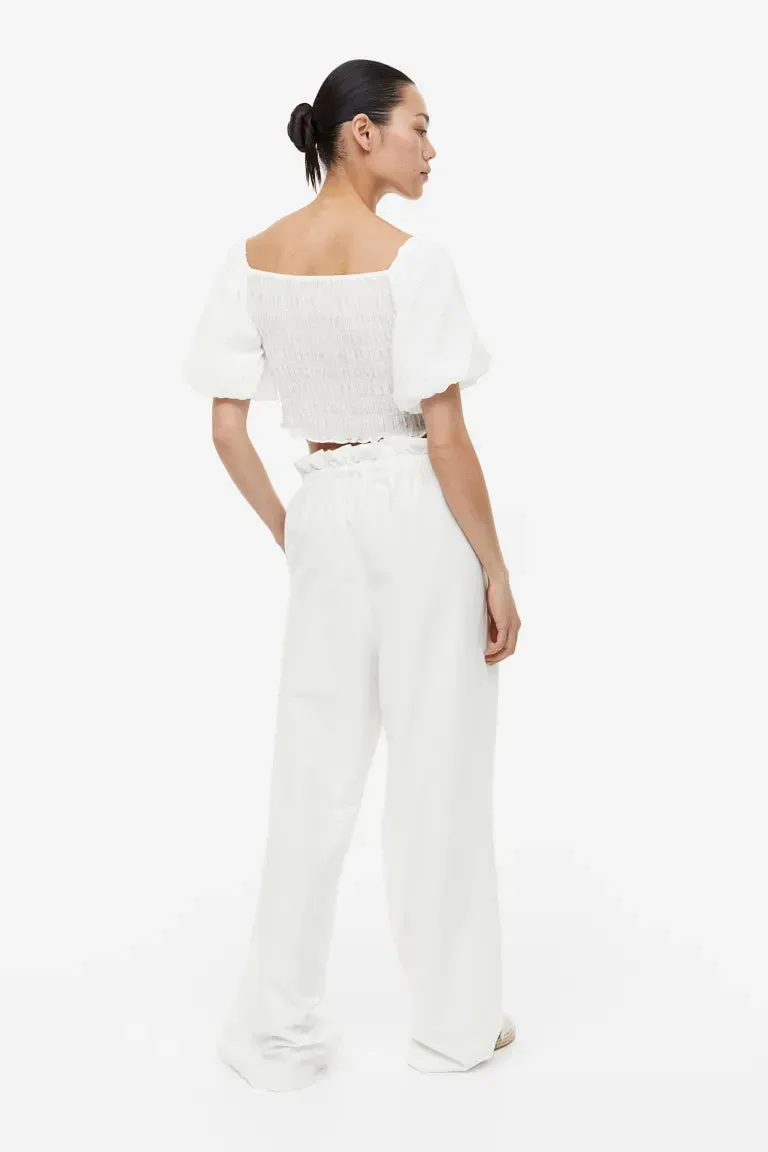 H&M off-shoulder gathered top, white