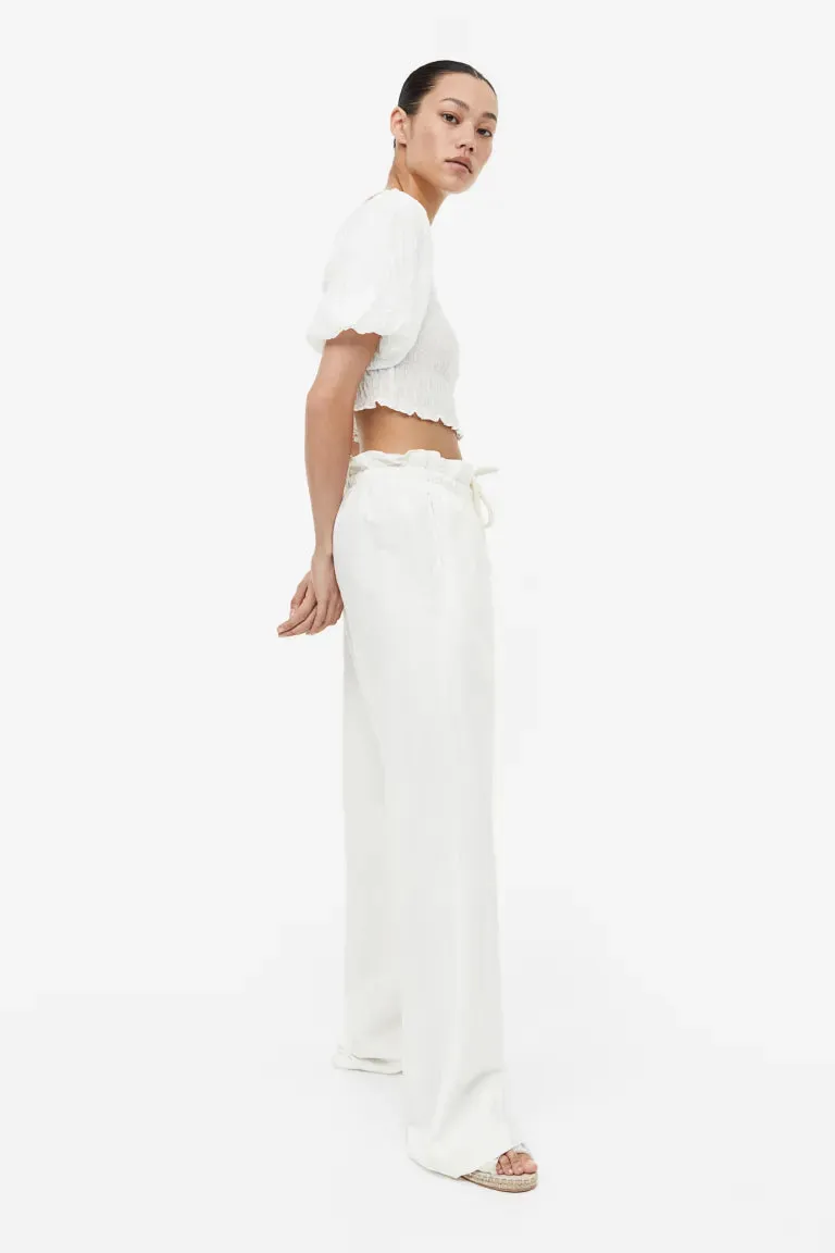 H&M off-shoulder gathered top, white