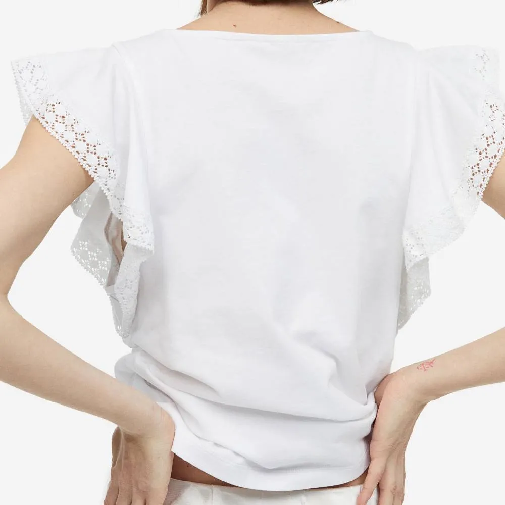 H&M ruched sleeve top, white