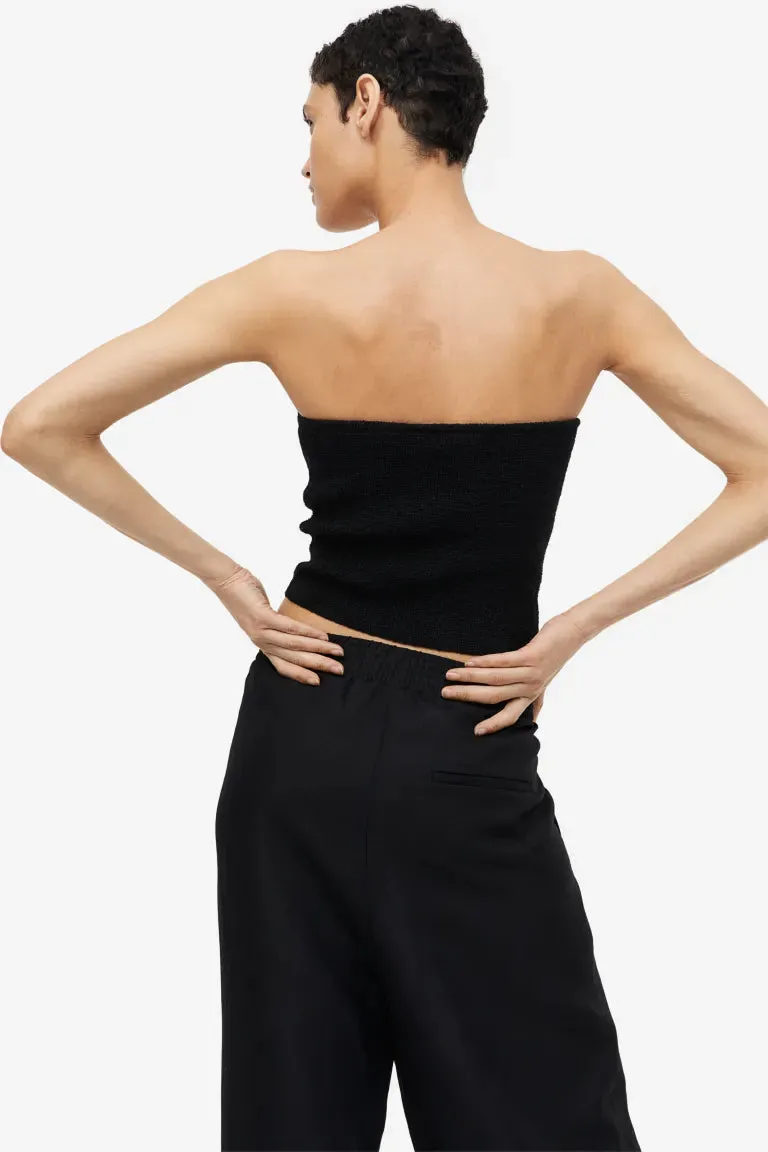 H&M Textured Knit Tube Top, Black
