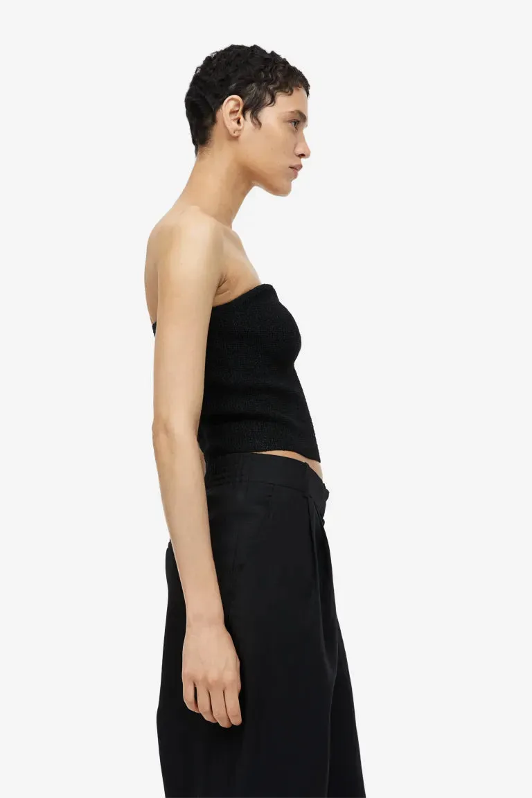 H&M Textured Knit Tube Top, Black
