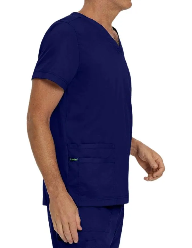 Landau Proflex Men's V-Neck Chest Pocket Solid Scrub Top