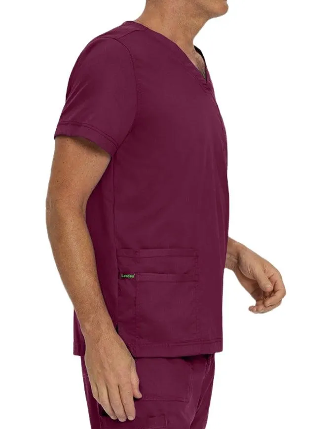 Landau Proflex Men's V-Neck Chest Pocket Solid Scrub Top