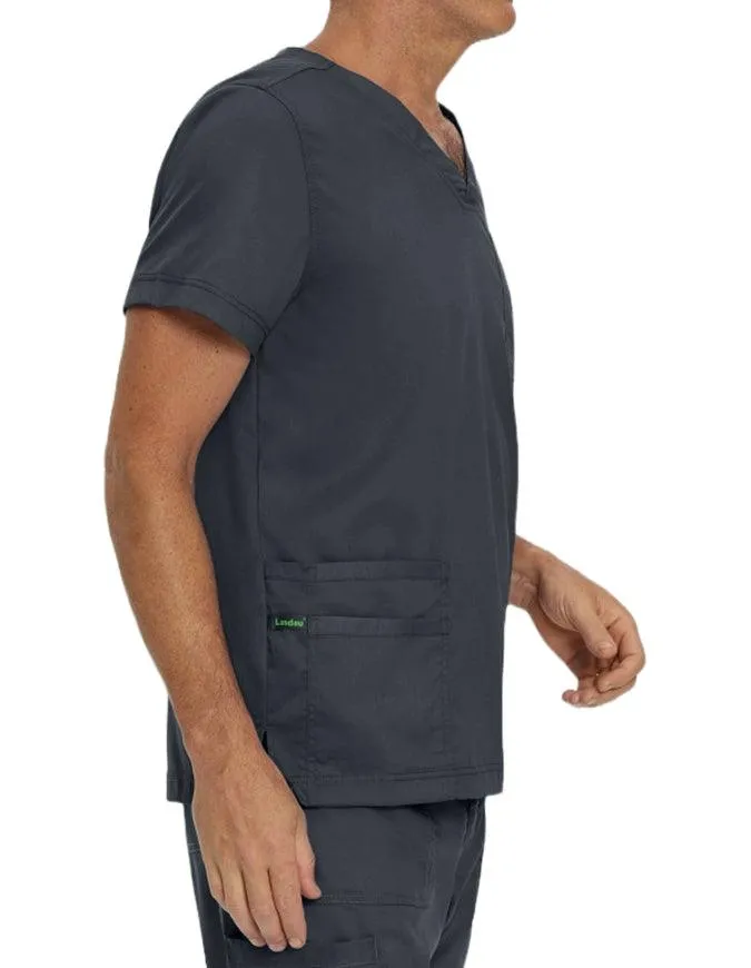 Landau Proflex Men's V-Neck Chest Pocket Solid Scrub Top