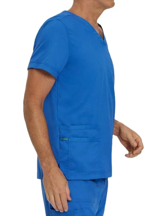 Landau Proflex Men's V-Neck Chest Pocket Solid Scrub Top