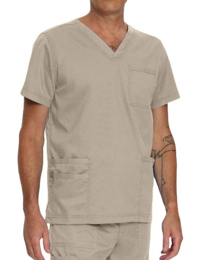 Landau Proflex Men's V-Neck Chest Pocket Solid Scrub Top