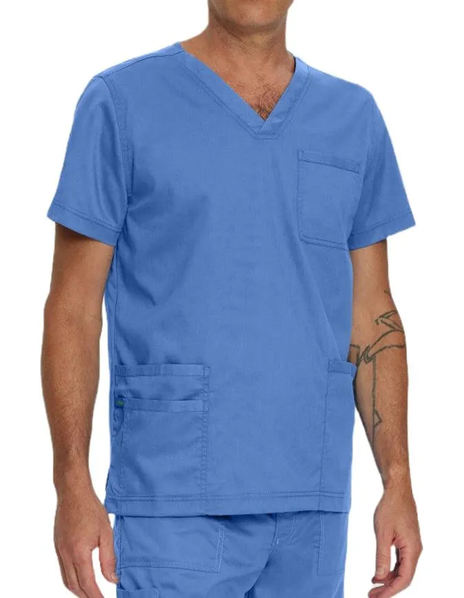 Landau Proflex Men's V-Neck Chest Pocket Solid Scrub Top