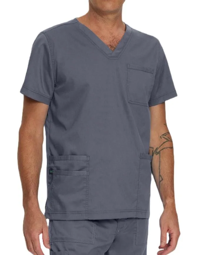 Landau Proflex Men's V-Neck Chest Pocket Solid Scrub Top