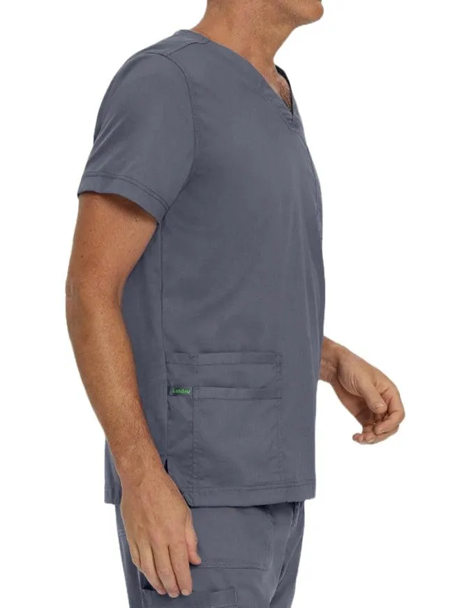 Landau Proflex Men's V-Neck Chest Pocket Solid Scrub Top