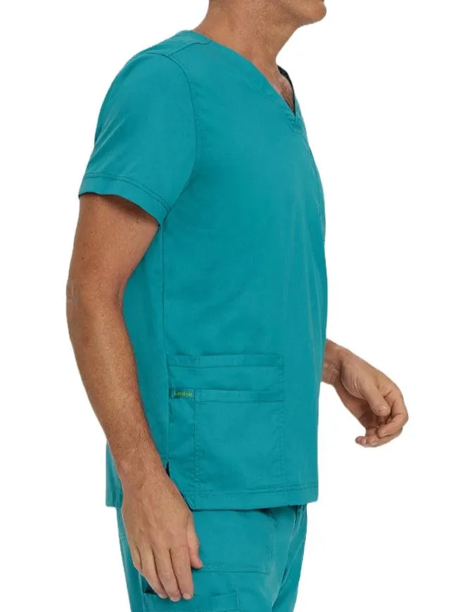 Landau Proflex Men's V-Neck Chest Pocket Solid Scrub Top