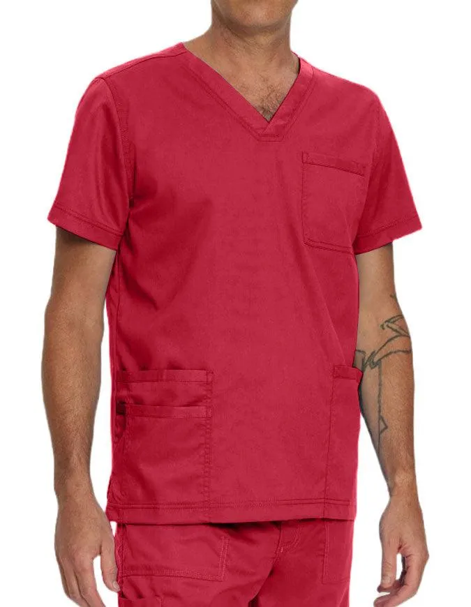 Landau Proflex Men's V-Neck Chest Pocket Solid Scrub Top