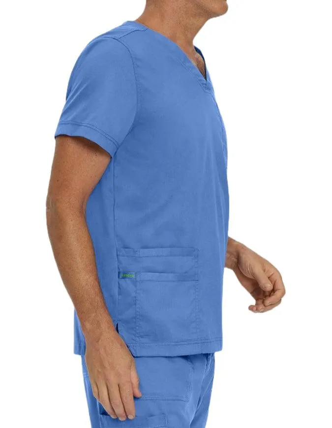 Landau Proflex Men's V-Neck Chest Pocket Solid Scrub Top