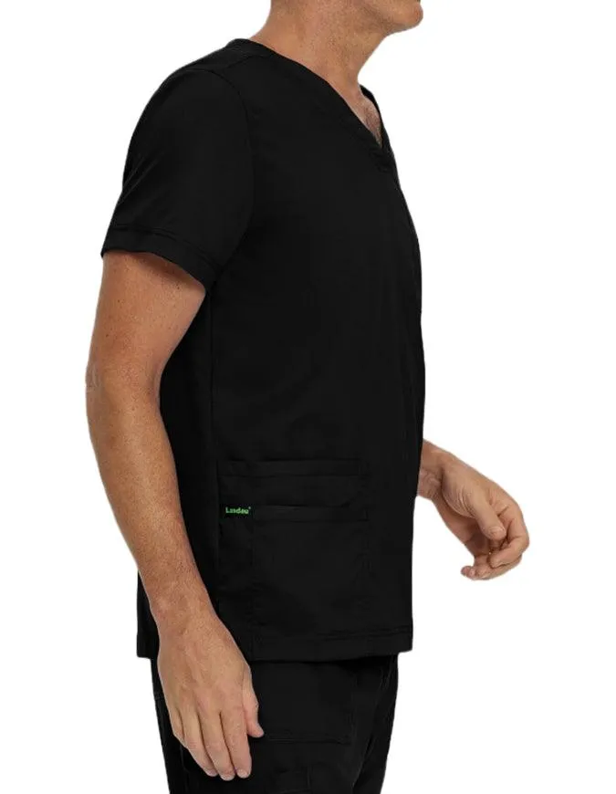 Landau Proflex Men's V-Neck Chest Pocket Solid Scrub Top