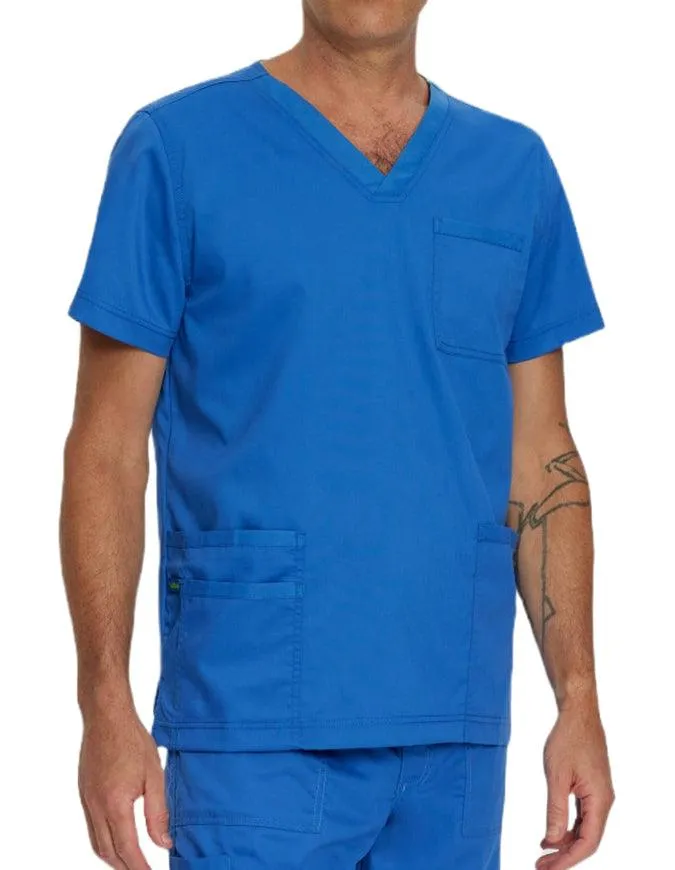 Landau Proflex Men's V-Neck Chest Pocket Solid Scrub Top