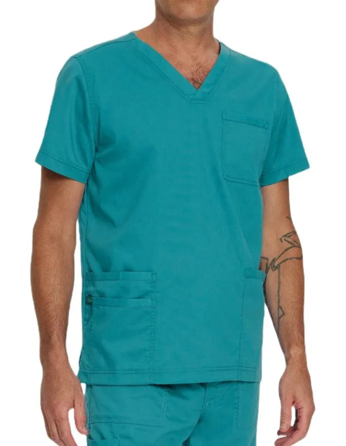Landau Proflex Men's V-Neck Chest Pocket Solid Scrub Top