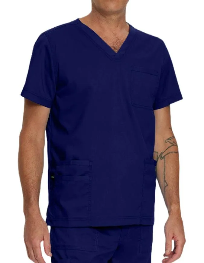 Landau Proflex Men's V-Neck Chest Pocket Solid Scrub Top