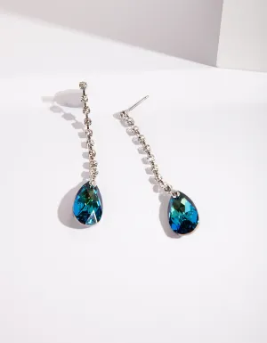 Rhodium Blue Clean Teardrop Earring